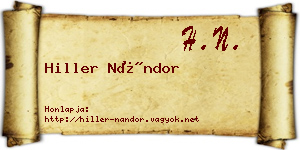 Hiller Nándor névjegykártya